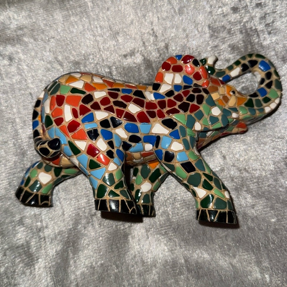 Mosaic Elephant Figurine - Multicolor